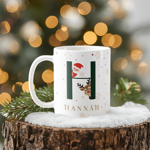 Café Caneca H de Monograma de Natal Personalizada