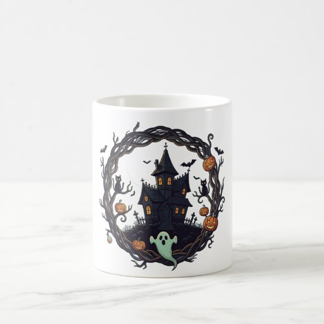 Café 👻 Caneca "Haunted Haven" Noite de Halloween  (Centro)