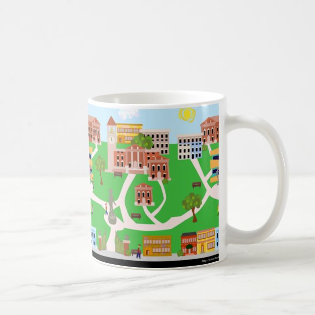 Café Caneca Ilustrada de Arte Retro Fofa do Campus Univ (Direita)