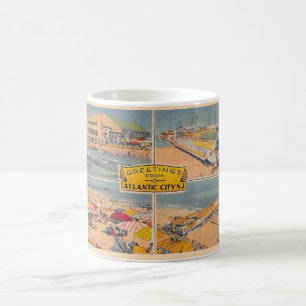 Café Caneca Ilustrada de Atlantic City Vintage