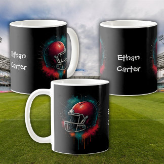Café Caneca Infantil Capacete de Futebol Vermelho Verde