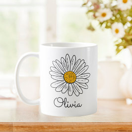 Café Caneca Infantil com Flor de Margarida Branca Monog