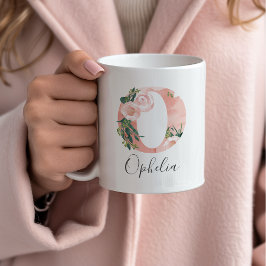 Café Caneca Inicial de Aquarela Floral - O