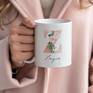 Café Caneca Inicial de Aquarela Floral - Z