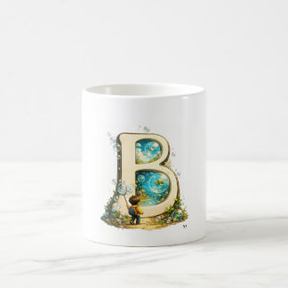Café Caneca Inicial Letra B | Presente de Alfabeto Aqua