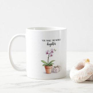 Café Caneca Inspiradora de Orquídea em Aquarela