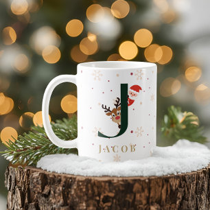 Café Caneca J de Monograma de Natal Personalizada