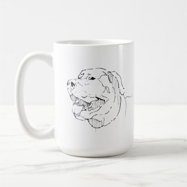 Café Caneca Labrador Retriever, Arte Linear de Cachorro (Esquerda)