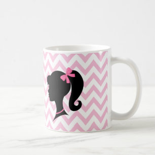 Café Caneca listrada branca de Chevron do rosa da