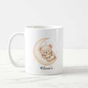 Café Caneca Lua de Urso Adormecido Fofo & Nome Personal