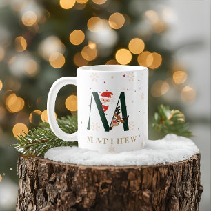 Café Caneca M com Monograma de Natal Personalizado