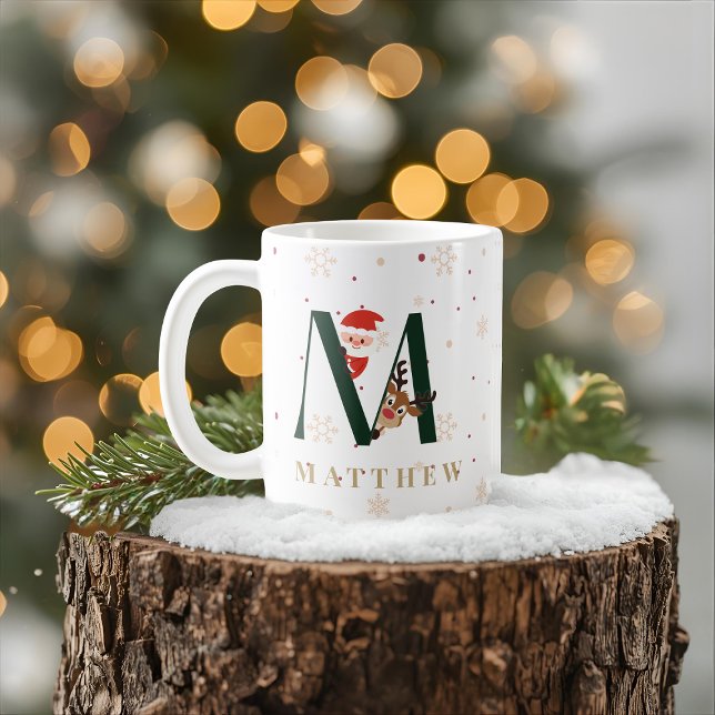 Café Caneca M com Monograma de Natal Personalizado (Criador carregado)