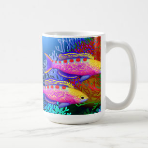 Café Caneca manchada amarelo dos peixes do recife de