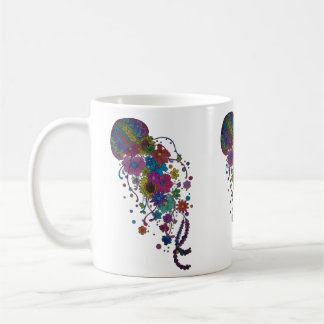 Café Caneca Mandala de Água-Viva Floral Colorida