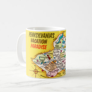 Café Caneca Mapa Antigo das Montanhas de Pocono