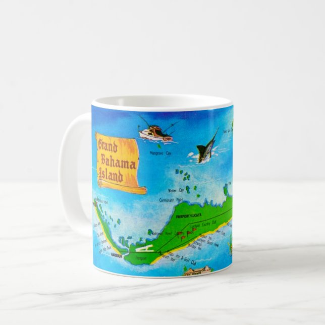 Café Caneca Mapa da Ilha de Grand Bahama (Frente Esquerda)