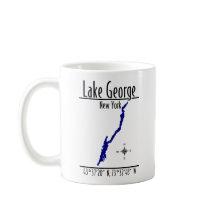 Caneca Mapa da Margem de Lake George Nova York em