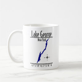 Café Caneca Mapa da Margem de Lake George Nova York em