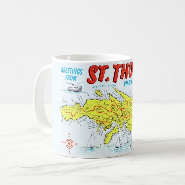 Café Caneca Mapa das Ilhas Virgens de São Tomás (Frente Esquerda)