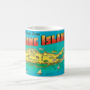 Café Caneca Mapa de Cartão Postal de Long Island