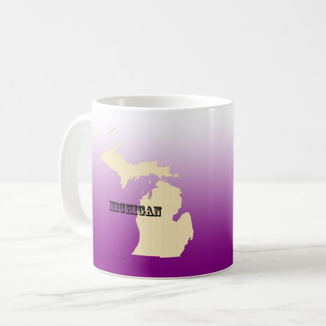 Café Caneca - Mapa do Estado de Michigan com Cidade (Frente Esquerda)