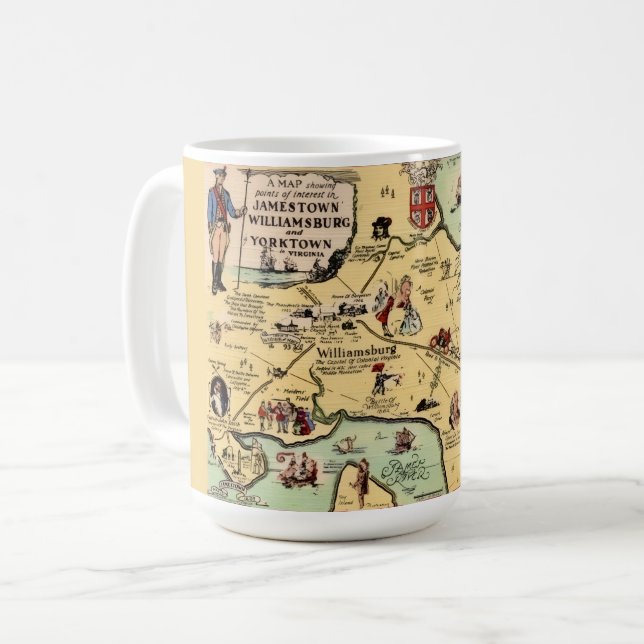 Café Caneca Mapa Histórico de Williamsburg (Frente Esquerda)