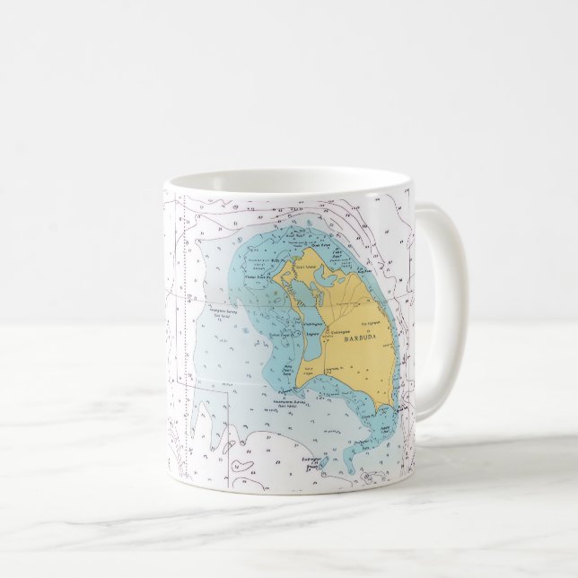 Café Caneca Mapa Náutico de Barbuda (Frente Esquerda)