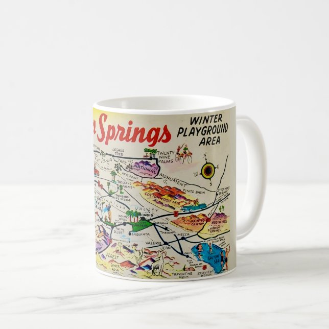 Café Caneca Mapa Retro de Palm Springs (Frente Esquerda)