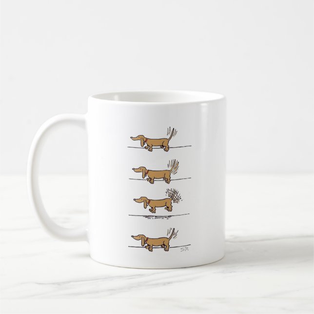Café Caneca marrom de Dachshund voador (Esquerda)