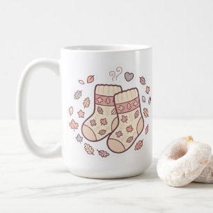 Café Caneca Meias de Malha Aconchegante Kawaii de Outon