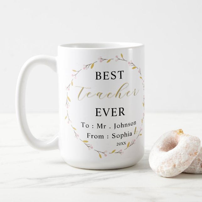 Café Caneca Melhor Professor de Todos os Tempos – Nome  (Com Donut)