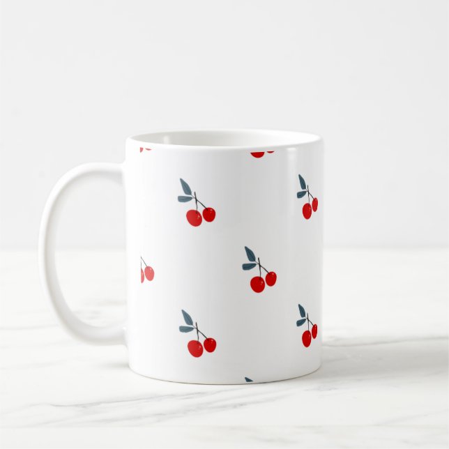 Café Caneca Minimalista com Padrão de Cereja Doce (Esquerda)