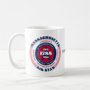 Café Caneca Monograma Circular Patriótica de Massachuse