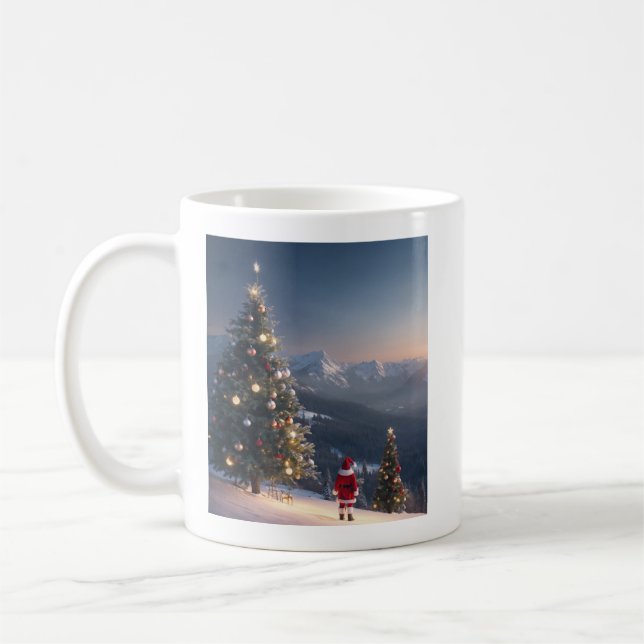 Café Caneca Montanha Santa Claus Snowy | Árvore de Nata (Esquerda)