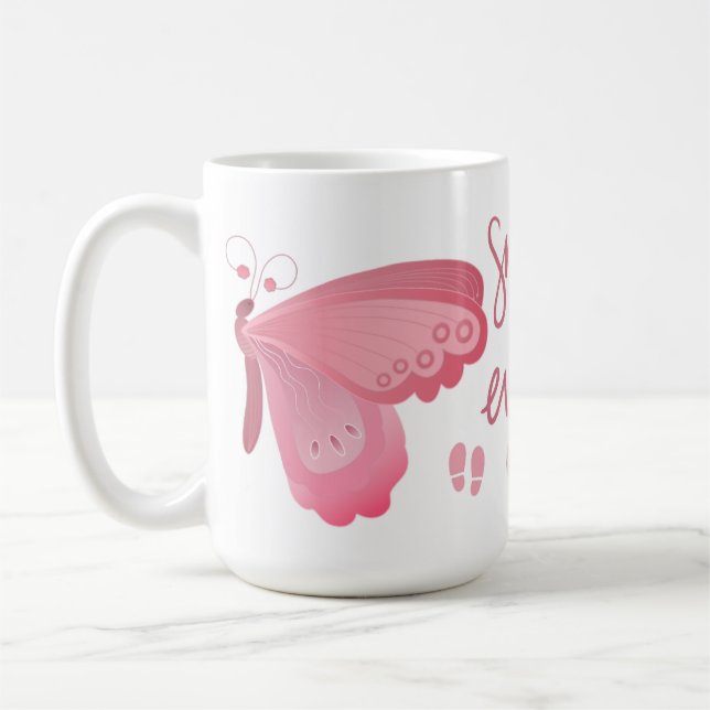 Café Caneca Motivacional de Borboleta 'Pequenos Passos  (Esquerda)