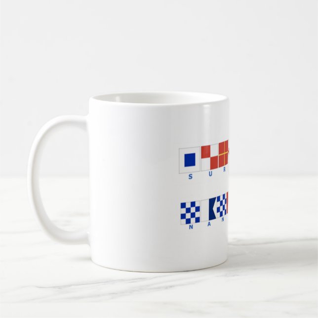 Café Caneca náutica de Surfside Nantucket da bandeira (Esquerda)