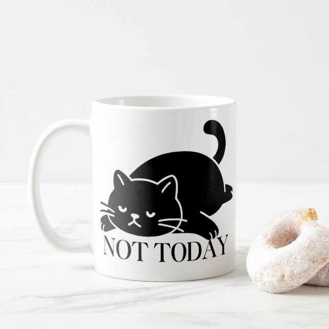 Café Caneca Not Today Engraçada para Amantes de Gatos  (Com Donut)