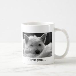 Café Caneca ocidental bonito do cão de Terrier das