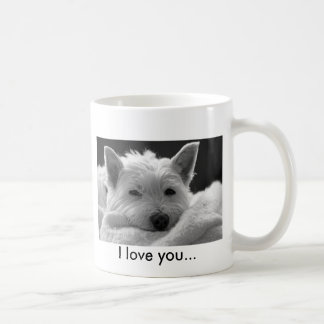 Café Caneca ocidental bonito do cão de Terrier das