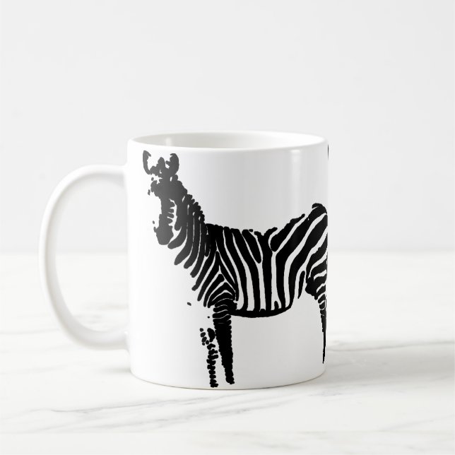 Café Caneca ou Caneca de Viagem Silhueta Preta de Zebra (Esquerda)