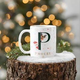 Café Caneca P de Monograma de Natal Personalizado