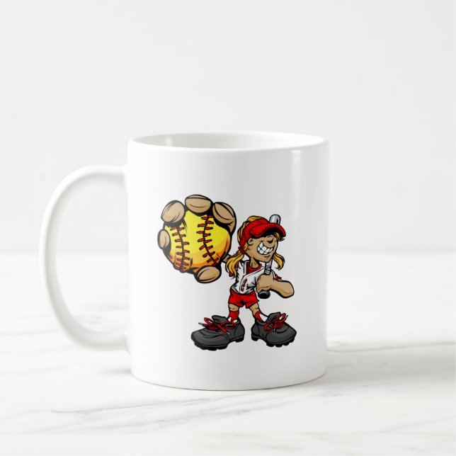 Café Caneca para Jogadora de Softball - Fofa mas Perigo (Esquerda)