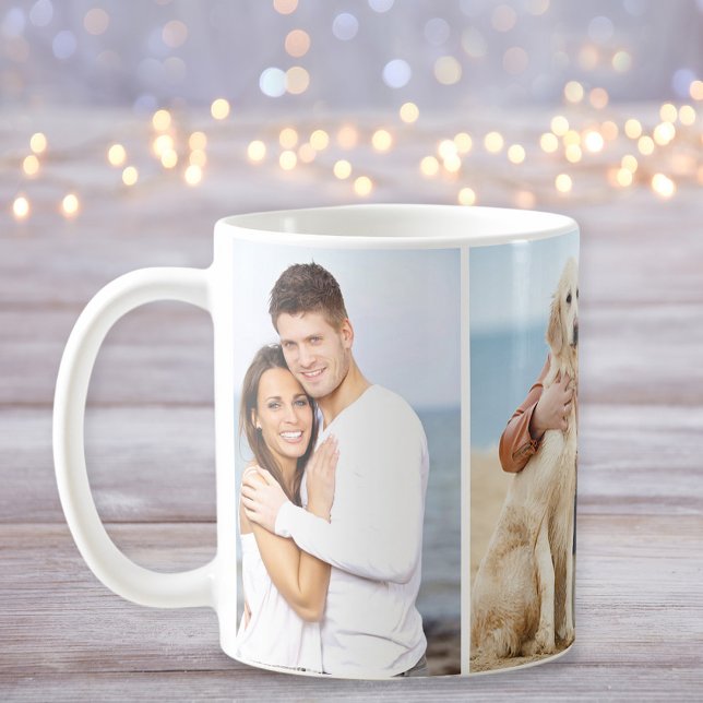 Café Caneca personalizada | 3 Colagem de Fotografias (Stylishly Personalize with Your Custom Photos.)