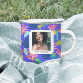 Café Caneca personalizada amor de mãe floral azul