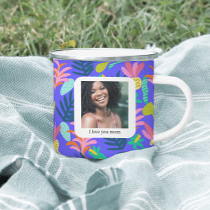 Café Caneca personalizada amor de mãe floral azul