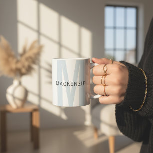 Café Caneca Personalizada Azul Céu com Monograma de Pre