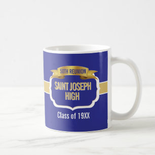 Café Caneca Personalizada Azul para Reunião de 50 Anos 