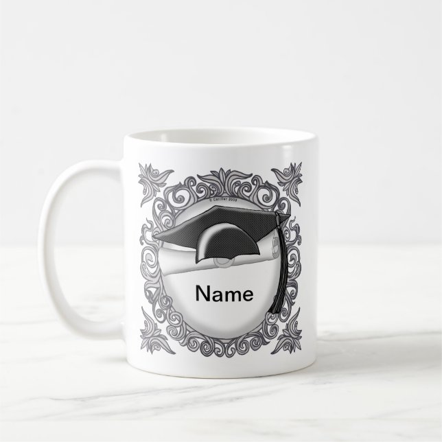 Café Caneca personalizada com Boina de Graduação Preta (Esquerda)