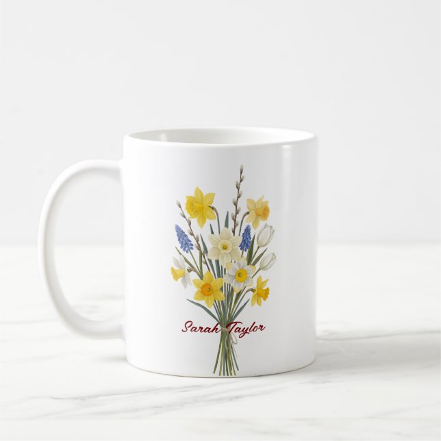 Café Caneca Personalizada com Flor de Nascimento Daffod (Esquerda)