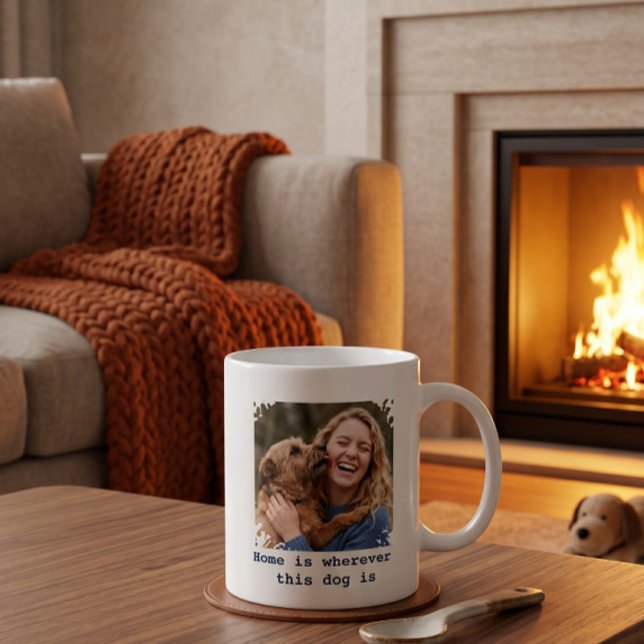 Café Caneca personalizada com foto de cachorro, Lar é o (Criador carregado)
